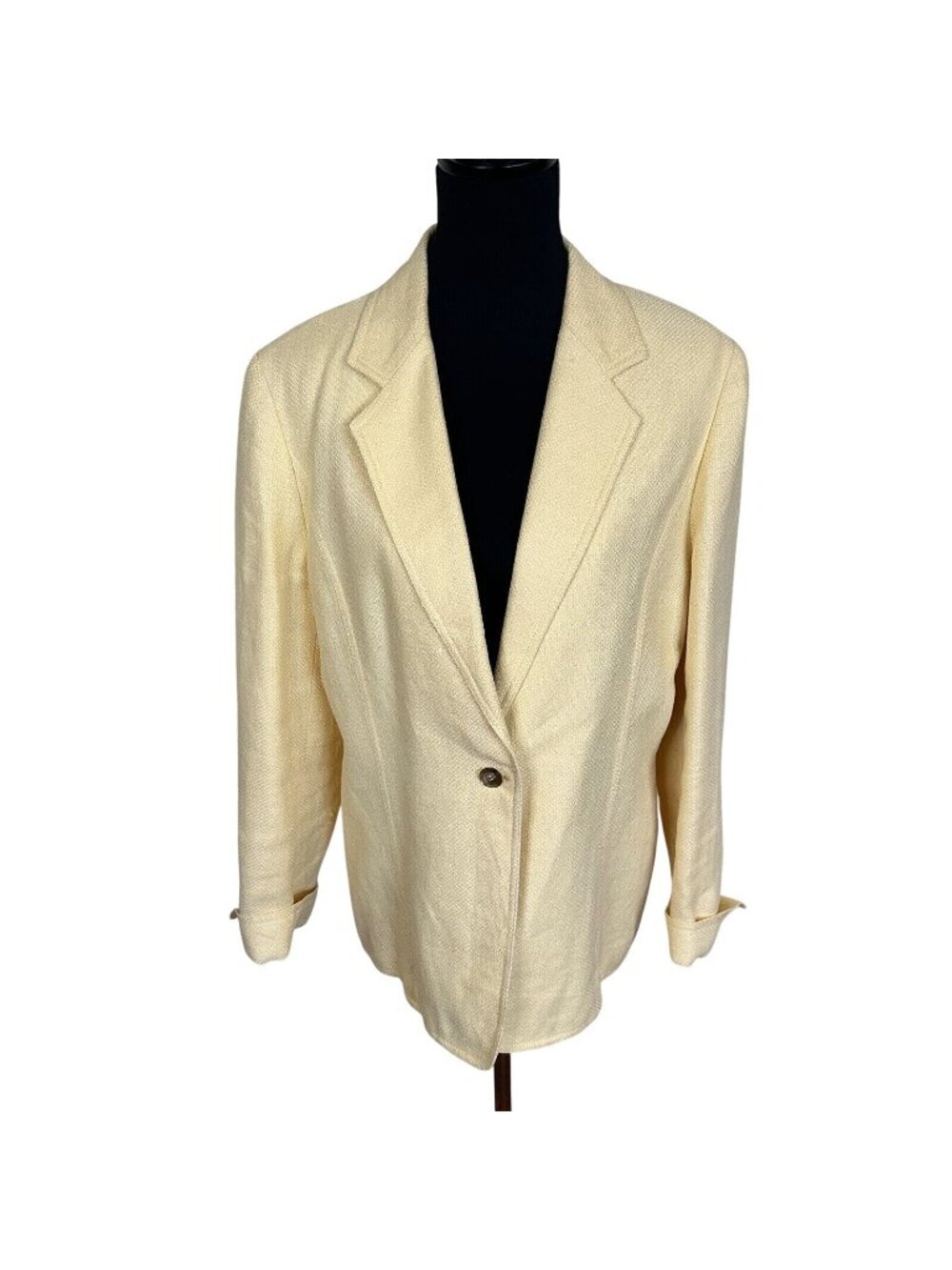 Talbots Womens Buttercream Linen Blazer Jacket One Button Size 12 Career Yellow